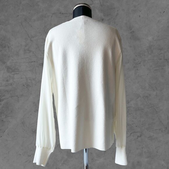 Talbots Sheer Poet Sleeve V Neck Pullover Sweater Ivory - Women's Size Petite XL - Picture 6 of 9